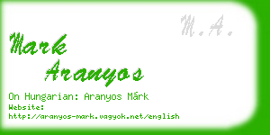mark aranyos business card